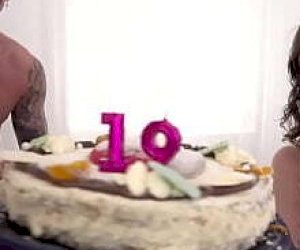 fluffy bitch with a round butt is gagged