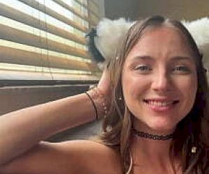 little big white girl with nice tits is shouting loudly